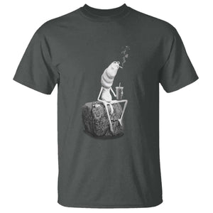 Marcus The Worm Drinking Iced Coffee Meme T Shirt TS14 Dark Heather Print Your Wear