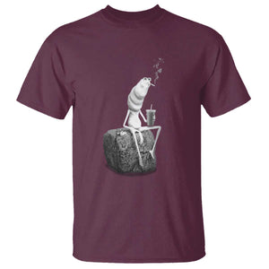 Marcus The Worm Drinking Iced Coffee Meme T Shirt TS14 Maroon Print Your Wear