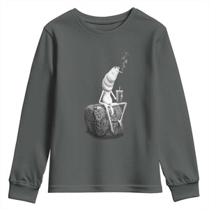 Marcus The Worm Diet Coke Youth Sweatshirt Funny Drinking and Smoking Meme TS14 Dark Heather Print Your Wear