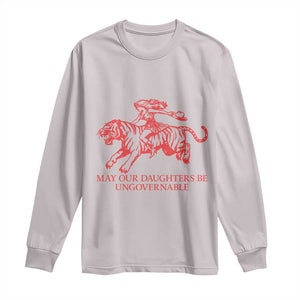 May Our Daughters Be Ungovernable Long Sleeve Shirt Vintage Cowgirl Hell Cat Women Empowerment TS14 Ice Gray Print Your Wear