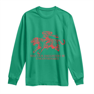 May Our Daughters Be Ungovernable Long Sleeve Shirt Vintage Cowgirl Hell Cat Women Empowerment TS14 Irish Green Print Your Wear