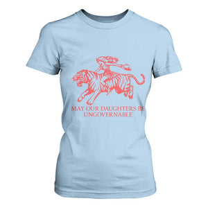 May Our Daughters Be Ungovernable T Shirt For Women Vintage Cowgirl Hell Cat Women Empowerment TS14 Light Blue Print Your Wear