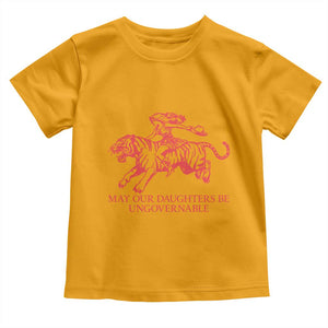 May Our Daughters Be Ungovernable Toddler T Shirt Vintage Cowgirl Hell Cat Women Empowerment TS14 Gold Print Your Wear