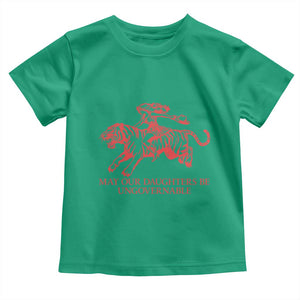 May Our Daughters Be Ungovernable Toddler T Shirt Vintage Cowgirl Hell Cat Women Empowerment TS14 Irish Green Print Your Wear