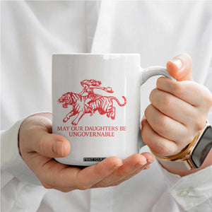 May Our Daughters Be Ungovernable Coffee Mug Vintage Cowgirl Hell Cat Women Empowerment TS14 Print Your Wear