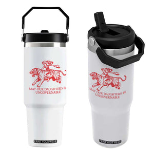 May Our Daughters Be Ungovernable Flip Straw Tumbler Vintage Cowgirl Hell Cat Women Empowerment TS14 One Size: 30 oz White Print Your Wear