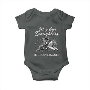 May Our Daughters Be Ungovernable Baby Onesie Cowgirl Western Cowgirl Hell Cat Women's Rights TS14 Dark Heather Print Your Wear