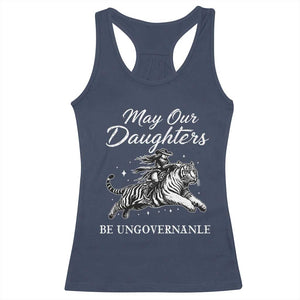 May Our Daughters Be Ungovernable Racerback Tank Top Cowgirl Western Cowgirl Hell Cat Women's Rights TS14 Navy Print Your Wear