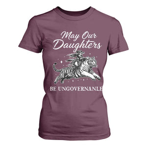 May Our Daughters Be Ungovernable T Shirt For Women Cowgirl Western Cowgirl Hell Cat Women's Rights TS14 Maroon Print Your Wear