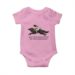 May Our Daughters Be Ungovernable Baby Onesie Girl Riding Wolf Activist Feminist Protest TS14 Light Pink Print Your Wear