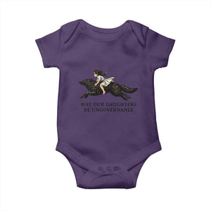 May Our Daughters Be Ungovernable Baby Onesie Girl Riding Wolf Activist Feminist Protest TS14 Purple Print Your Wear