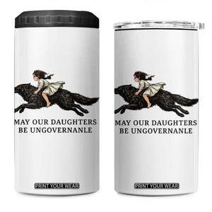 May Our Daughters Be Ungovernable 4 in 1 Can Cooler Tumbler Girl Riding Wolf Activist Feminist Protest TS14 One Size: 16 oz White Print Your Wear