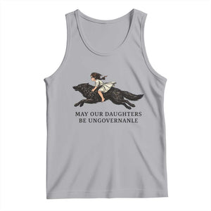 May Our Daughters Be Ungovernable Tank Top Girl Riding Wolf Activist Feminist Protest TS14 Athletic Heather Print Your Wear