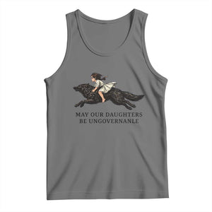 May Our Daughters Be Ungovernable Tank Top Girl Riding Wolf Activist Feminist Protest TS14 Black Heather Print Your Wear