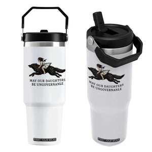 May Our Daughters Be Ungovernable Flip Straw Tumbler Girl Riding Wolf Activist Feminist Protest TS14 One Size: 30 oz White Print Your Wear