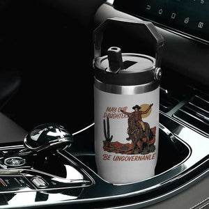 May Our Daughters Be Ungovernable Flip Straw Tumbler Retro Cowgirl Western Feminist Protest TS14 Print Your Wear