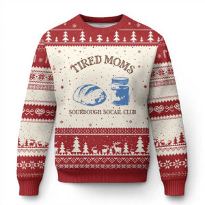 Tired Moms Sourdough Socail Club Ugly Christmas Sweater Funny Baking Baker Humor TS14 Beige Red Print Your Wear