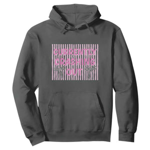 Currently Crashing Out Hoodie Coquette Pink Bow Sarcastic Funny Quote TS14 Dark Heather Print Your Wear