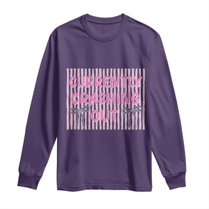 Currently Crashing Out Long Sleeve Shirt Coquette Pink Bow Sarcastic Funny Quote TS14 Purple Print Your Wear
