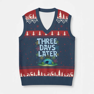 3 Days Later V-Neck Knit Sweater Vest Funny Easter Christian TS14 Navy Red Print Your Wear