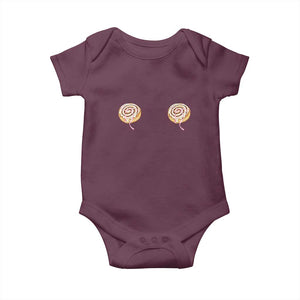 Funny Cinnamon Roll Baby Onesie Double Bakery Meme TS14 Maroon Print Your Wear