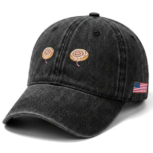 Funny Cinnamon Roll Washed Cotton Baseball Cap Double Bakery Meme TS14 Print Your Wear