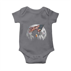 Bigfoot Drinking Beer 4th of July Baby Onesie Sasquatch Hiking Moon American Flag TS14 Charcoal Print Your Wear
