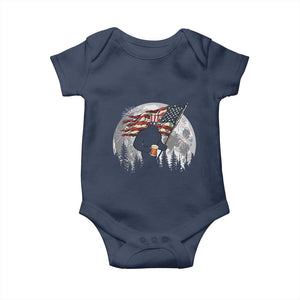 Bigfoot Drinking Beer 4th of July Baby Onesie Sasquatch Hiking Moon American Flag TS14 Navy Print Your Wear