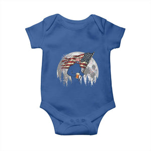 Bigfoot Drinking Beer 4th of July Baby Onesie Sasquatch Hiking Moon American Flag TS14 Royal Blue Print Your Wear