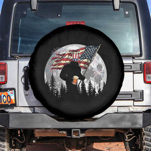 Bigfoot Drinking Beer 4th of July Spare Tire Cover Sasquatch Hiking Moon American Flag TS14 No hole Black Print Your Wear