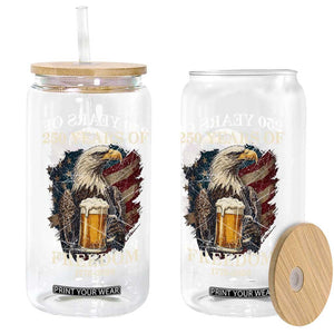 250 Years Of Freedom Glass Can Bald Eagle Drinking Beer American Flag TS14 Print Your Wear