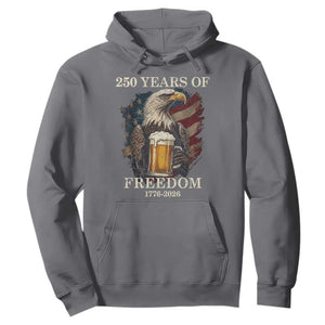 250 Years Of Freedom Hoodie Bald Eagle Drinking Beer American Flag TS14 Charcoal Print Your Wear