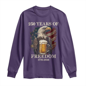 250 Years Of Freedom Long Sleeve Shirt Bald Eagle Drinking Beer American Flag TS14 Purple Print Your Wear