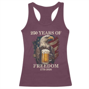 250 Years Of Freedom Racerback Tank Top Bald Eagle Drinking Beer American Flag TS14 Maroon Print Your Wear