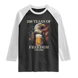 250 Years Of Freedom Raglan Shirt Bald Eagle Drinking Beer American Flag TS14 Black White Print Your Wear