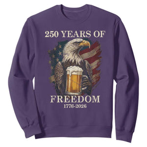 250 Years Of Freedom Sweatshirt Bald Eagle Drinking Beer American Flag TS14 Purple Print Your Wear