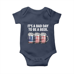 Beer American Flag 4th of July Baby Onesie Bad Day to Be A Beer TS14 Navy Print Your Wear