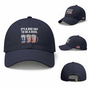 Beer American Flag 4th of July Baseball Cap Bad Day to Be A Beer TS14 Baseball Cap Universal Fit Navy Print Your Wear