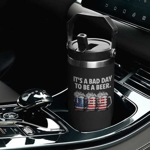Beer American Flag 4th of July Flip Straw Tumbler Bad Day to Be A Beer TS14 Print Your Wear