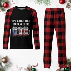 Beer American Flag 4th of July Plaid Pajama Set Bad Day to Be A Beer TS14 Buffalo Plaid Print Your Wear