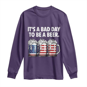 Beer American Flag 4th of July Long Sleeve Shirt Bad Day to Be A Beer TS14 Purple Print Your Wear