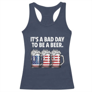 Beer American Flag 4th of July Racerback Tank Top Bad Day to Be A Beer TS14 Navy Print Your Wear