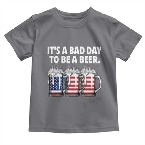 Beer American Flag 4th of July Toddler T Shirt Bad Day to Be A Beer TS14 Charcoal Print Your Wear