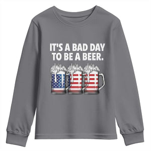 Beer American Flag 4th of July Youth Sweatshirt Bad Day to Be A Beer TS14 Charcoal Print Your Wear