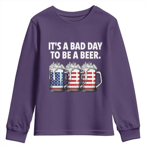 Beer American Flag 4th of July Youth Sweatshirt Bad Day to Be A Beer TS14 Purple Print Your Wear