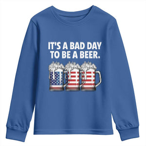 Beer American Flag 4th of July Youth Sweatshirt Bad Day to Be A Beer TS14 Royal Blue Print Your Wear
