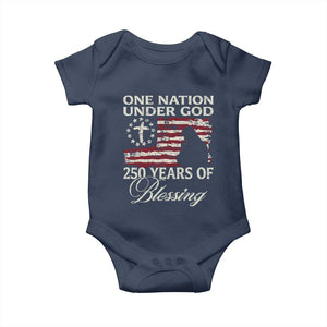 250th Anniversary USA Baby Onesie One Nation Under God 250 Years Of Blessing TS14 Navy Print Your Wear