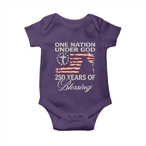 250th Anniversary USA Baby Onesie One Nation Under God 250 Years Of Blessing TS14 Purple Print Your Wear