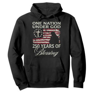 250th Anniversary USA Hoodie One Nation Under God 250 Years Of Blessing TS14 Black Print Your Wear