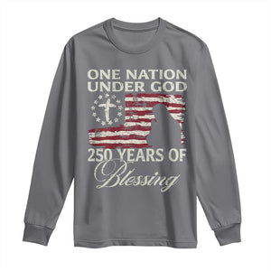 250th Anniversary USA Long Sleeve Shirt One Nation Under God 250 Years Of Blessing TS14 Charcoal Print Your Wear